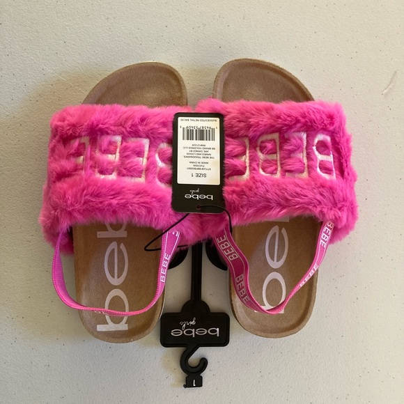 Bebe Furry Slides Size 1 - Picture 2 of 12